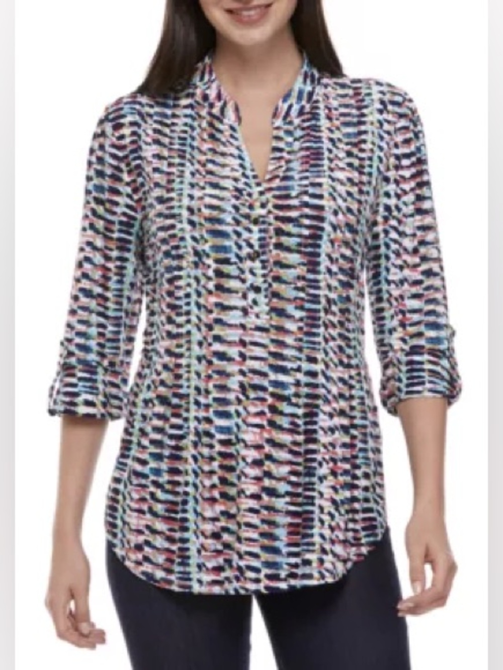 NWT New Directions® 3/4 Rolled Tab Sleeve Knit Tunic